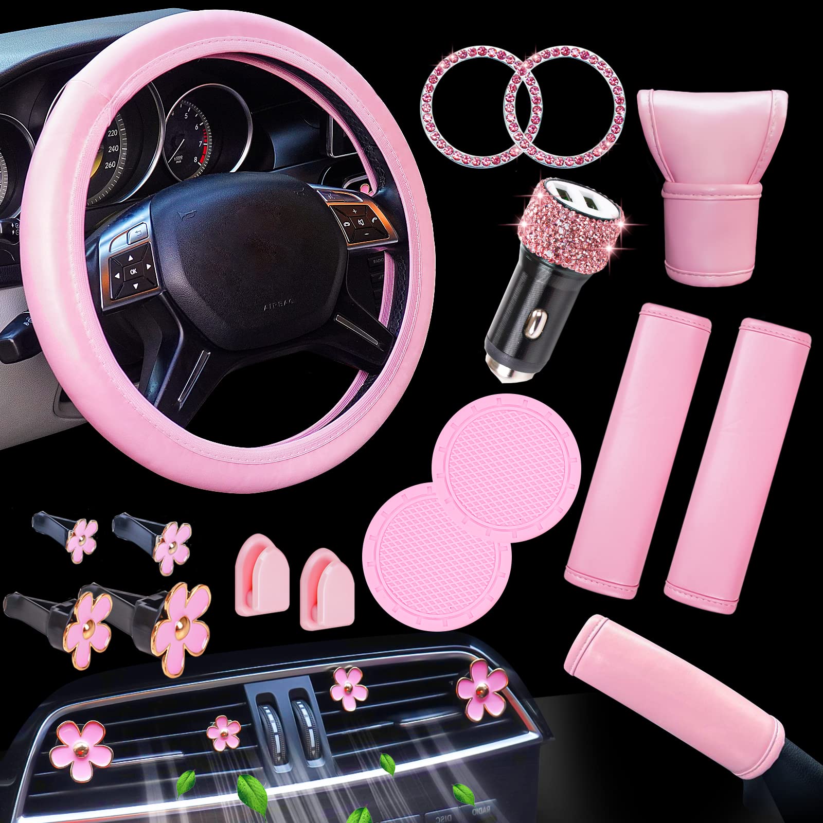 Pink-Car-Accessories-Add-a-Splash-of-Color-to-Your-Ride Delicate Leather
