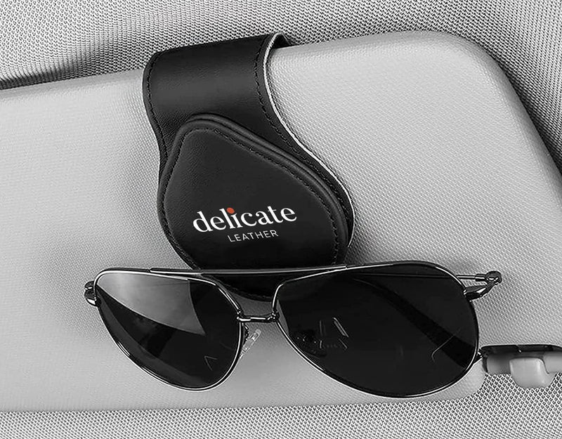 Car Sunglasses Holder – Magnetic Leather Clip for Visor