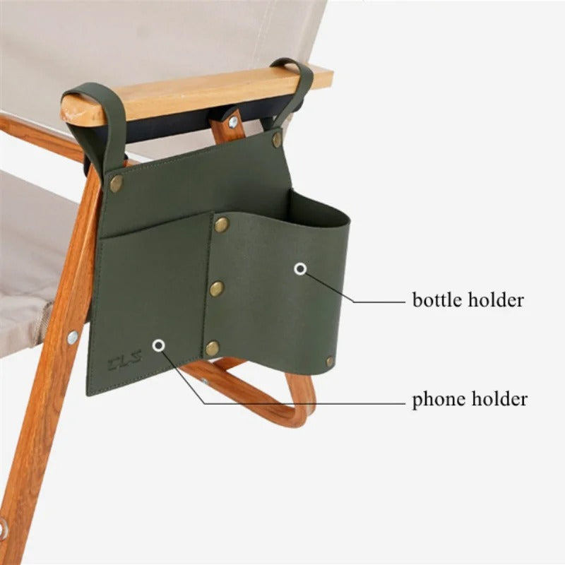 Portable Leather Hanging Storage Bag - Outdoor Camping Chair & Folding Table Organizer - Delicate Leather