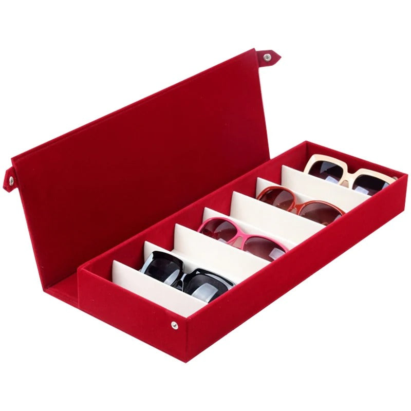 Sunglasses Organizer Box Multi-Slot Eyeglasses Storage Folding Portable Glasses Travel PU Leather Case Home Storage - Delicate Leather
