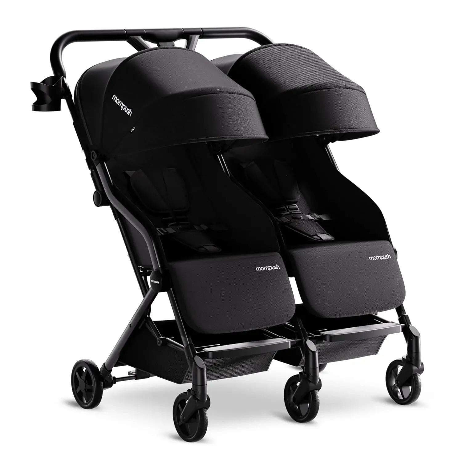 Double Ultralight Stroller – Lightweight Side-by-Side Twin Stroller with Adjustable Seats and Compact Fold - Delicate Leather