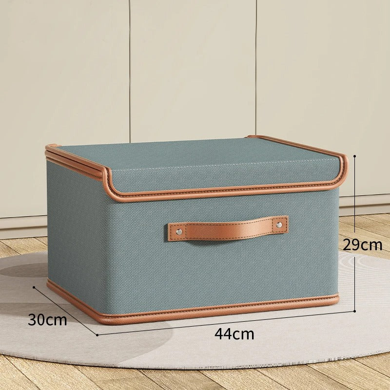 Dustproof Storage Box with Lid - Large Capacity Foldable Clothes Storage Box, Double Thickness Moisture-proof Storage Box - Delicate Leather