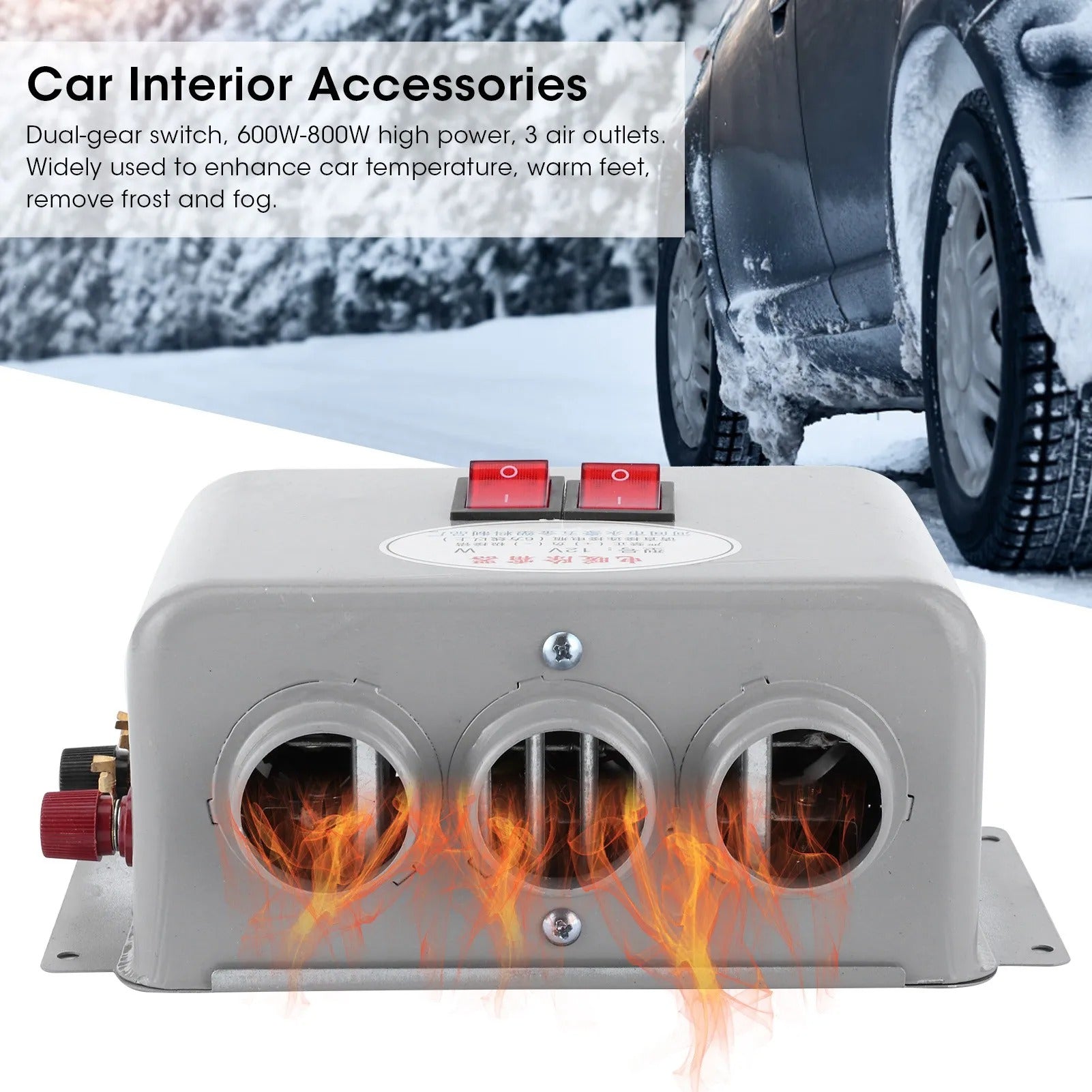 Fast Heating Demister 600W?800W 12V Car Heater Fan Combo Winter Windscreen Defroster Auto Truck Window Demister Interior Warmer - Delicate Leather