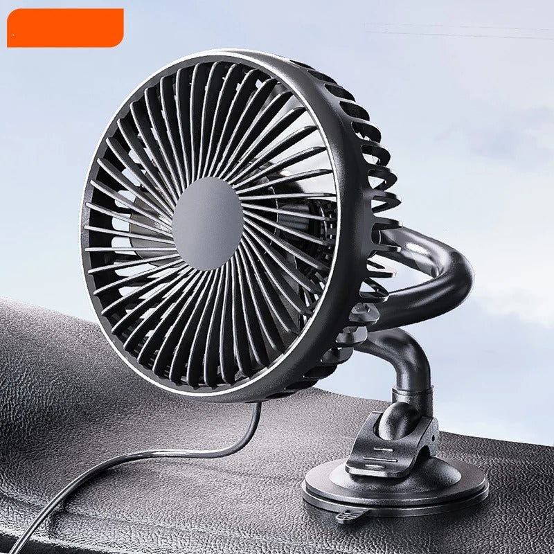 12–24V Mini Car Air Outlet Fan with LED Lighting – USB Powered, 360° Rotating, 3-Speed Cooling Fan for Car, Office & Home Use - Delicate Leather