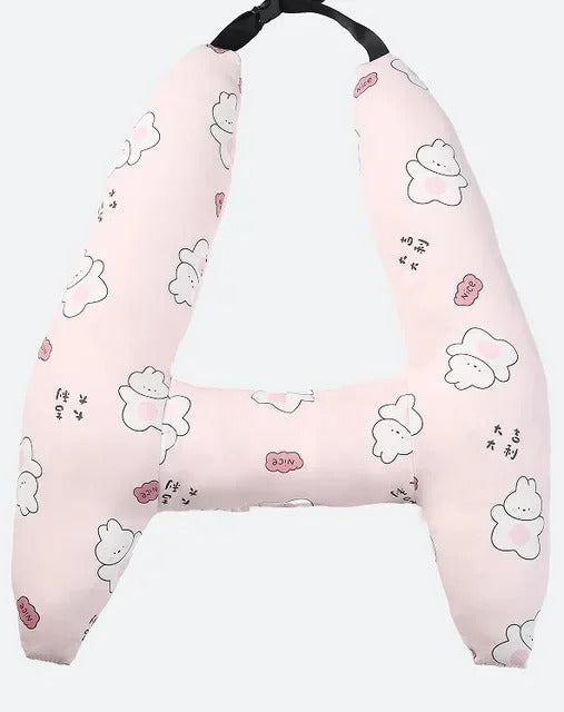 Cute Kid and Adult Car Sleeping Neck Head Support H-Shape Travel Pillow Cushion - Delicate Leather
