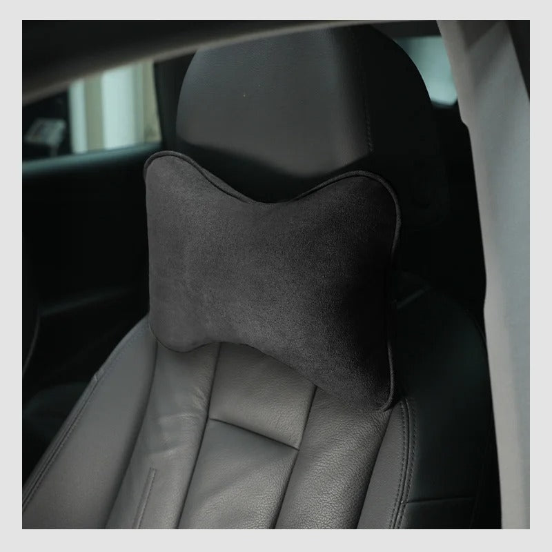Suede Memory Foam Car Neck Pillow – Soft Headrest Cushion for Driving & Travel - Delicate Leather