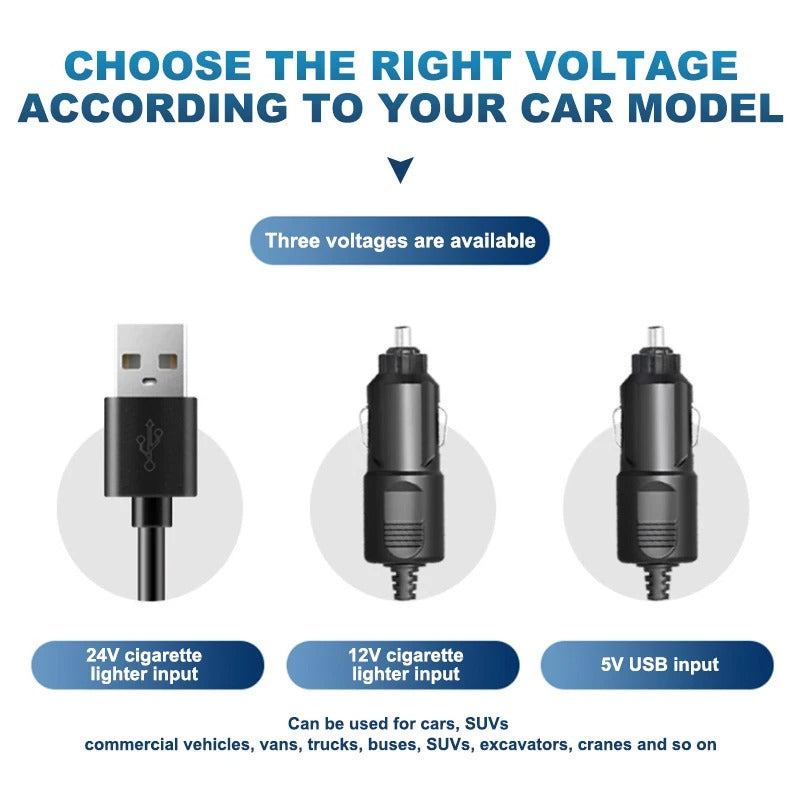 5/12/24V Car Fan Cooling Car Fan 2 Speed USB 360 Degree Adjustable Dual Head Electric Car Cooler for Truck Home Office - Delicate Leather