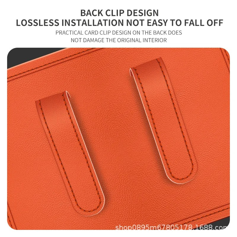 Multifunctional Car Trash Can with Rolling Cover – Seat Back Cup Holder & Door Storage Organizer, PVC Material, Universal Fit - Delicate Leather