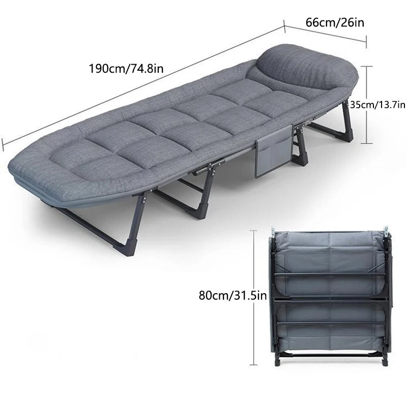 Niceway Adjustable Camping Cot with Mattress & Pillow – 6 Positions, 550LBS Capacity - Delicate Leather