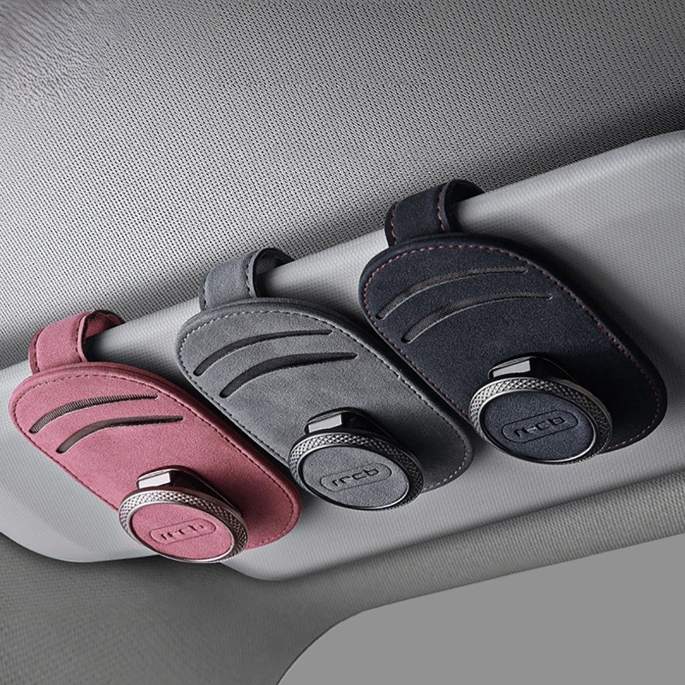 Universal Car Sun Visor Leather Sunglasses Holder - Delicate Leather