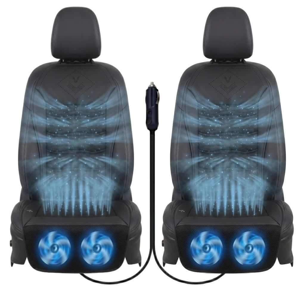 12V Ventilated Car Seat Cushion – Smart Auto Start/Stop Cooling Seat Cover - Delicate Leather