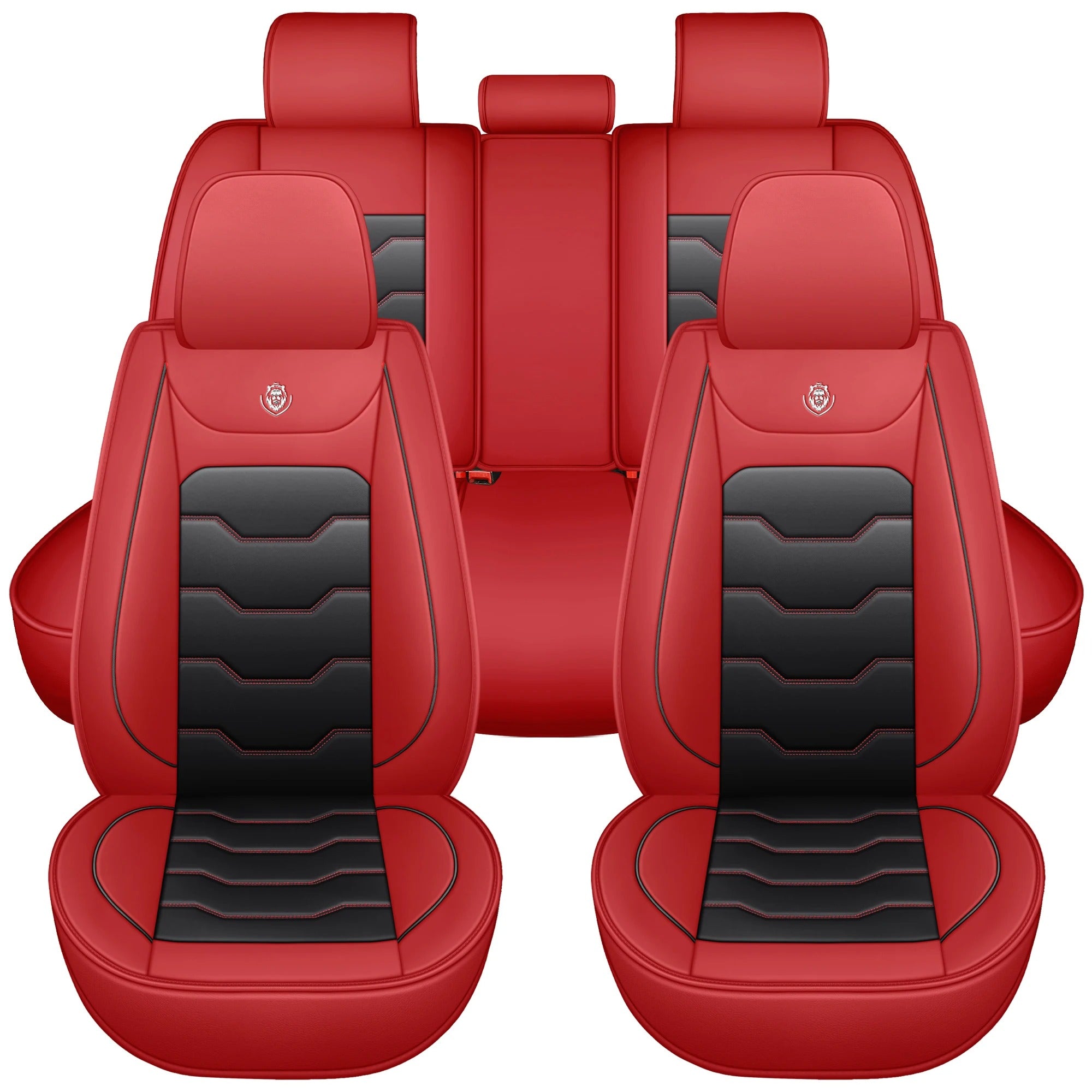 Universal 5-Seater Car Seat Covers Full Set – PU Leather, Waterproof, Airbag Compatible, Adjustable Bench, Easy Installation, Fits 90% of Car Models - Delicate Leather