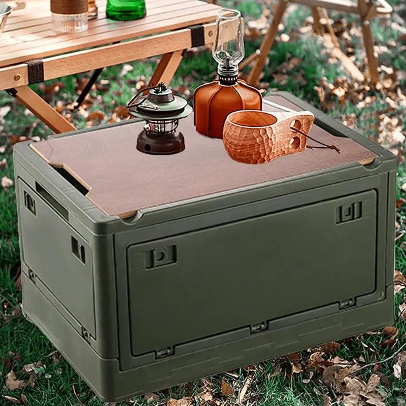 Outdoor Camping Folding Storage Box Large Capacity Vehicle Organizer for Road Trips, Hiking, and Picnics – Durable and Collapsible Tool Storage Solution - Delicate Leather