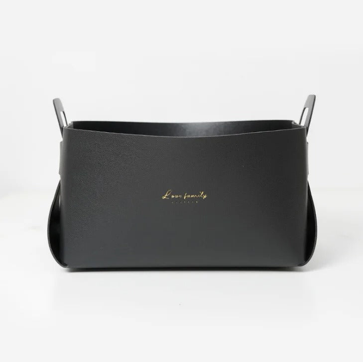 Leather Desktop Large Storage Box Living Room Bedroom Sundries Key Plate Decoration Dice Tray Coins PU Folding Storage - Delicate Leather