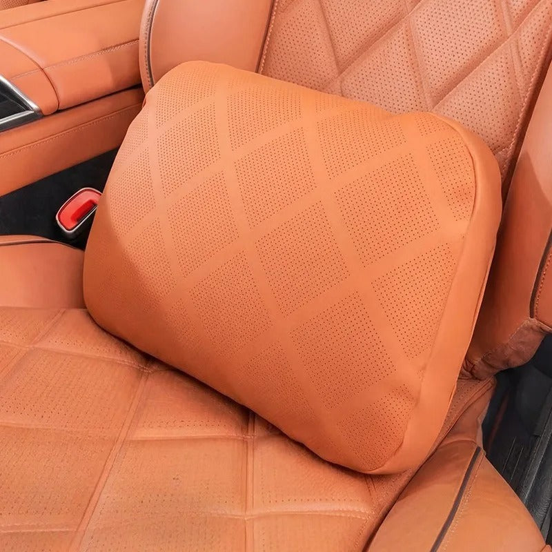 Nappa Leather Car Neck Pillow & Waist Pillow Set – Universal Car Seat Accessories - Delicate Leather