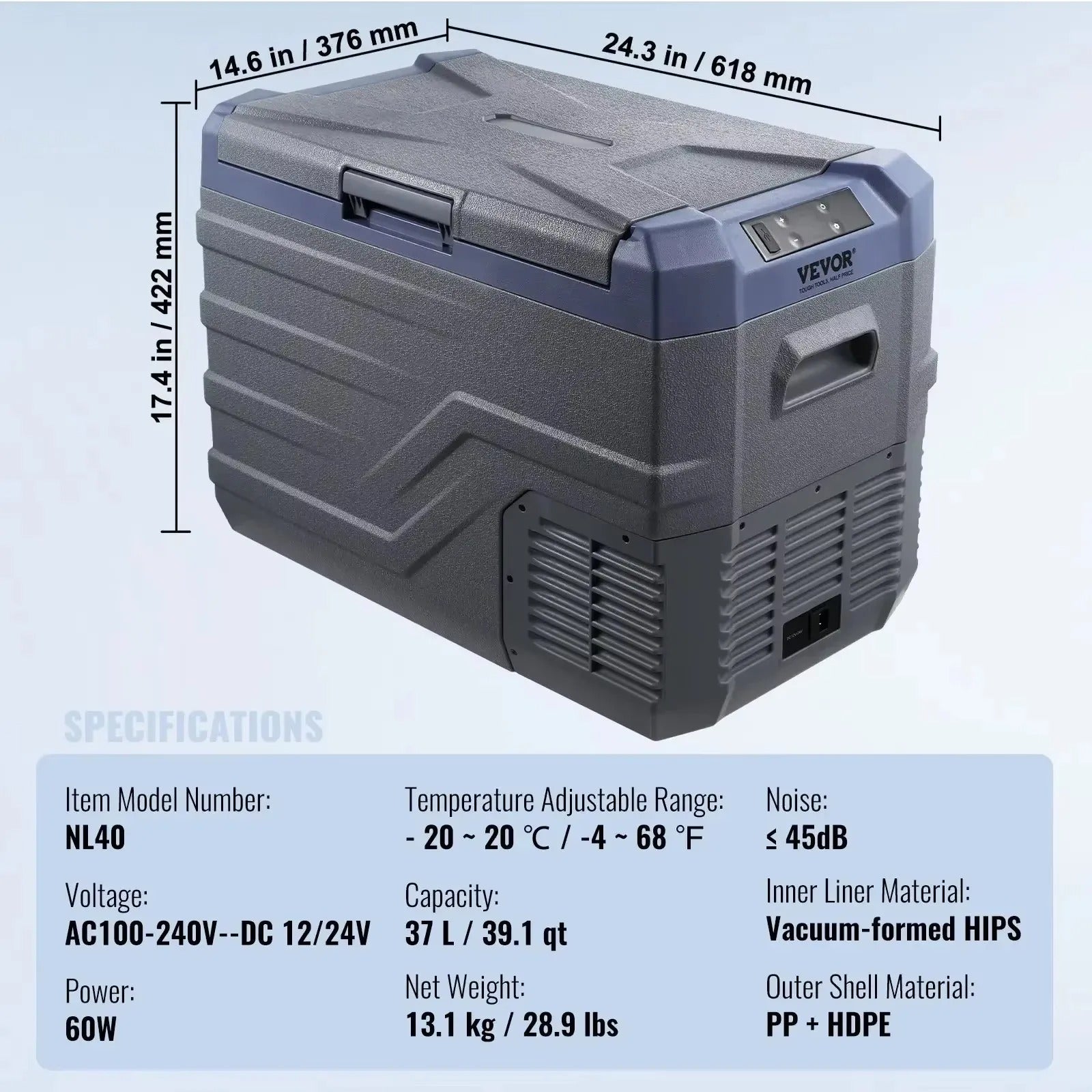 Portable Car Refrigerator – Dual Zone or Single Temperature Control, 12–45L, Bluetooth App Enabled - Delicate Leather