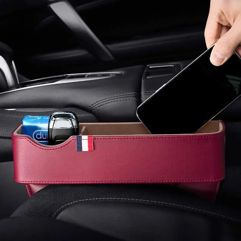 Leather Car Seat Gap Filler Universal Car Seat Gap Pockets Console Organizer Multi-Functional Crevice Storage Box Interior - Delicate Leather