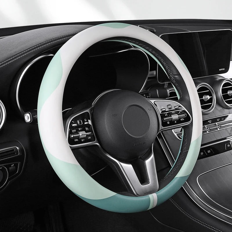 Four Seasons Non-Slip Fiber Leather Steering Wheel Cover – Universal Fit for Cars, SUVs & Pickups