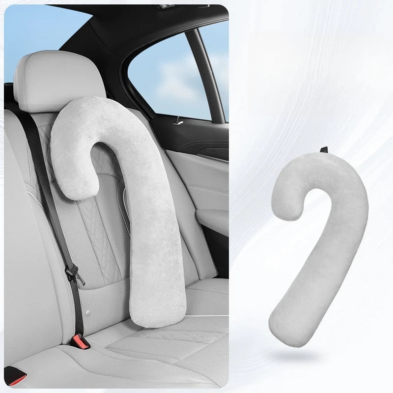Car Seat Neck Pillow for Long Travel – Ergonomic Suede Sleeping Support Cushion for Vehicles - Delicate Leather
