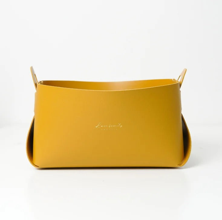 Leather Desktop Large Storage Box Living Room Bedroom Sundries Key Plate Decoration Dice Tray Coins PU Folding Storage - Delicate Leather