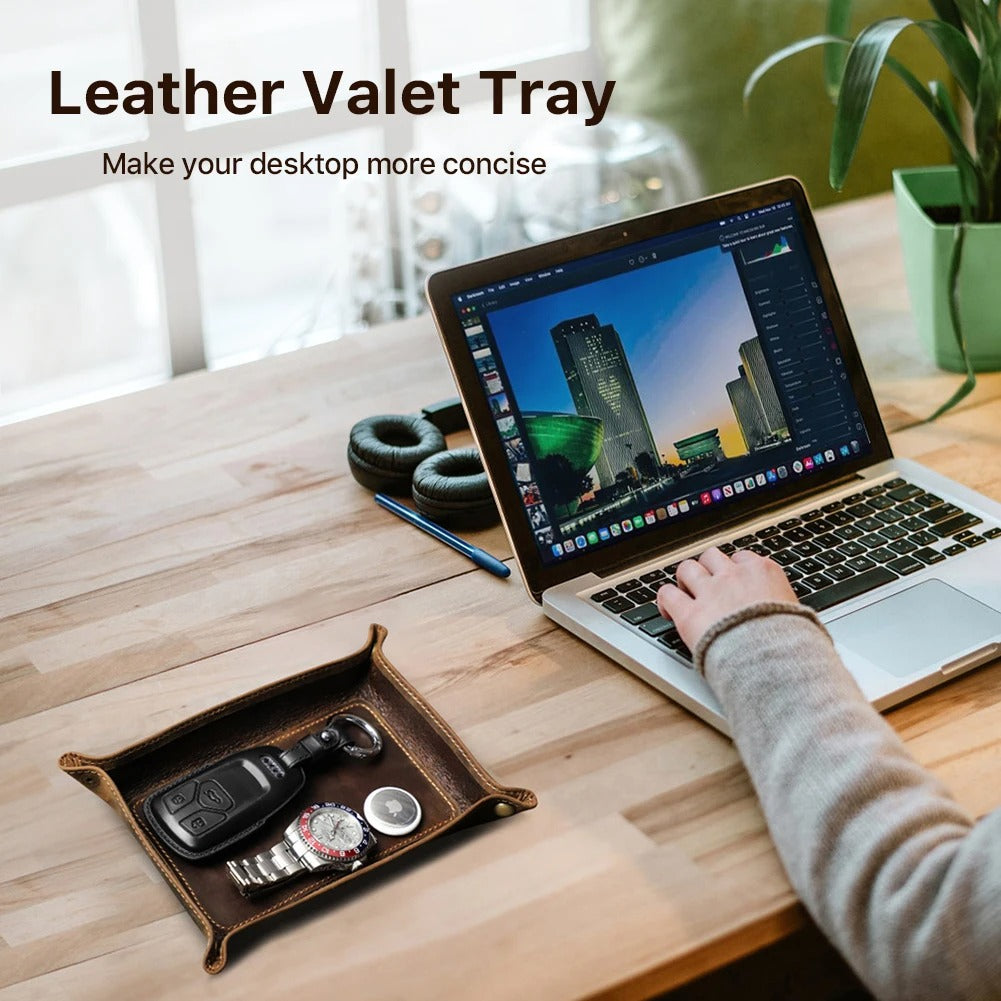 Genuine Leather Desktop Storage Tray, Jewelry Key Plate, Home Decoration Dice Tray, Wallet Coins Nubuck Leather Folding Storage Box