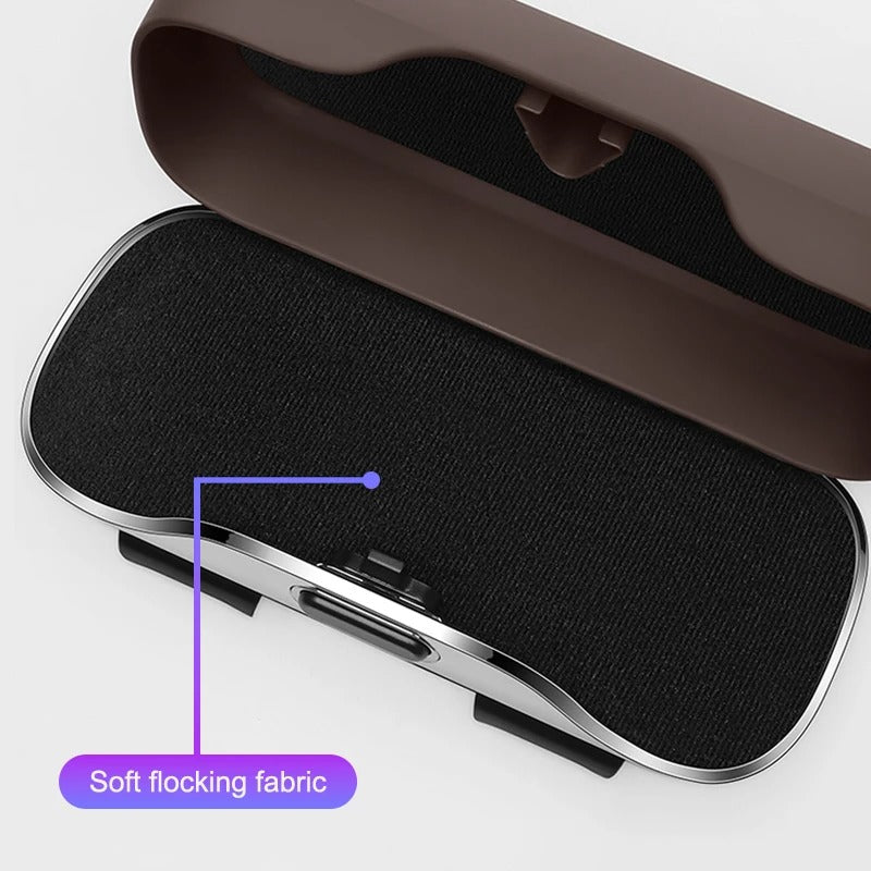 Universal Car Sun Visor Glasses Holder – ABS Sunglasses Storage Box with Soft Lining - Delicate Leather