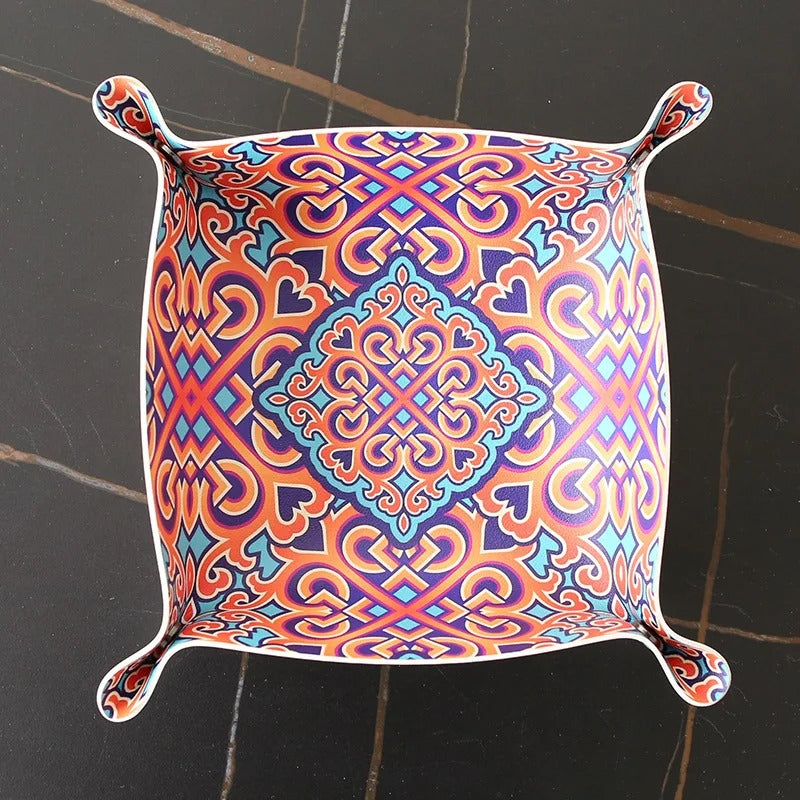 Fashion PU Leather Desktop Storage Tray - Key Plate Home Decoration Dice Tray Key Wallet Coins Folding Storage Box Wholesale - Delicate Leather