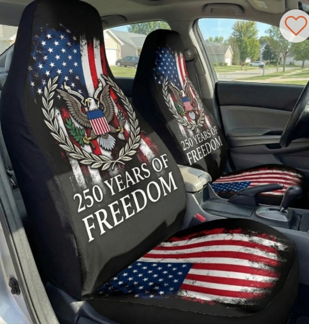 American Freedom Flag Car Seat Cover – Patriotic Design Seat Protector 03 - Delicate Leather