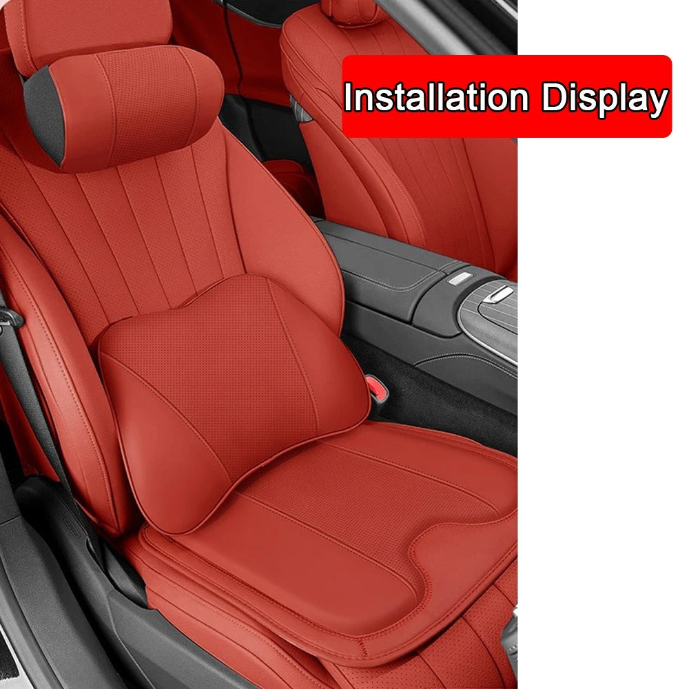 Universal Car Seat Cushion – Nappa Leather Headrest Support Pillow for Car - Delicate Leather