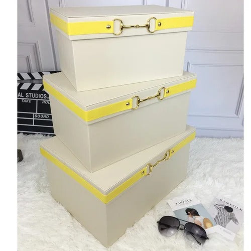 Luxury PU Leather Orange Storage Bins - Delicate Leather