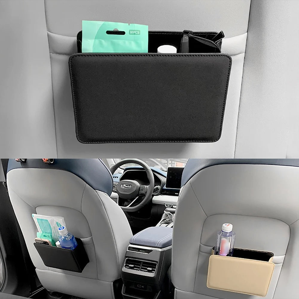 PU Leather Car Side Door Storage Box – Waterproof Phone Pocket Pouch Seat Side Organizer - Delicate Leather