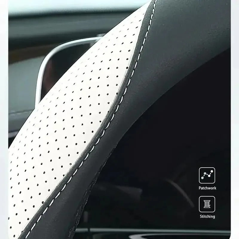 3D Embossed PU Leather Steering Wheel Cover – Universal Anti-Slip Interior Accessory - Delicate Leather