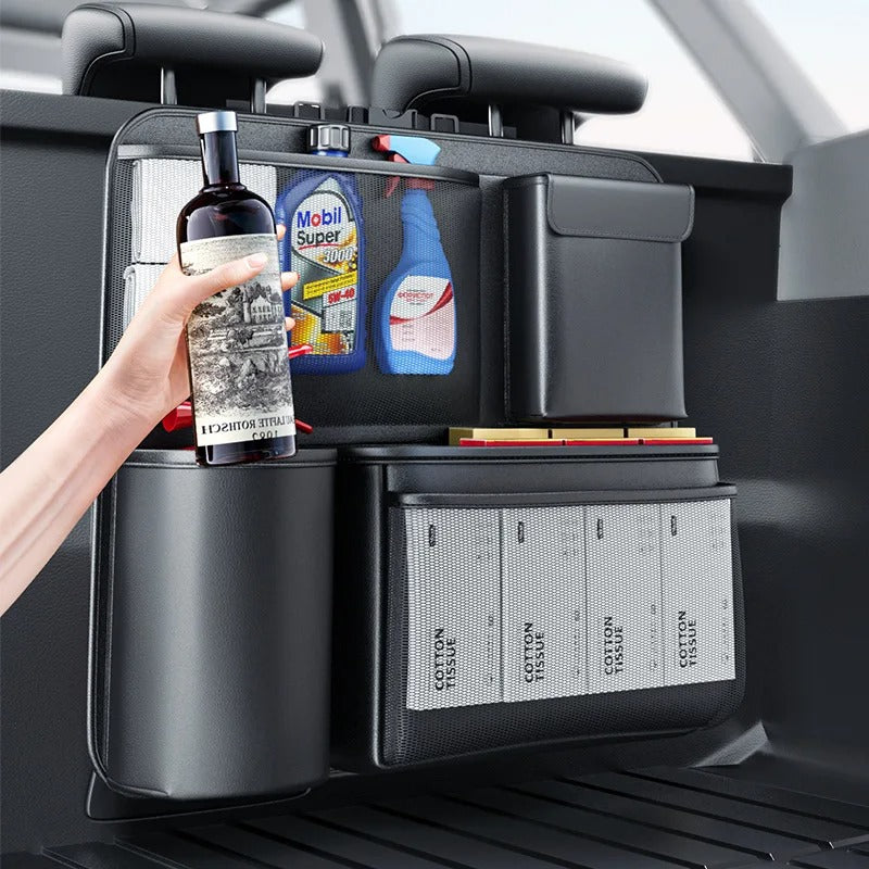 Car Trunk Hanging Organizer – PU Leather Rear Seat Storage Bag for SUV - Delicate Leather