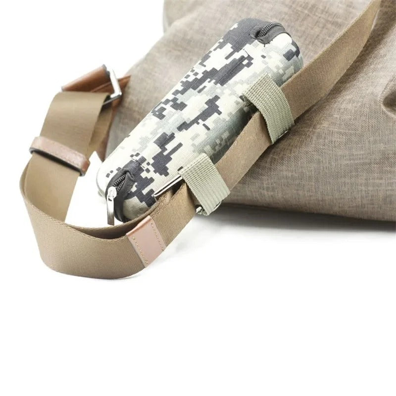 Camouflage Sunglasses Case, Outdoor Portable Zipper Glasses Case, Belt Sunglasses Organizer Storage Box for Outdoor Camping Hiking - Delicate Leather