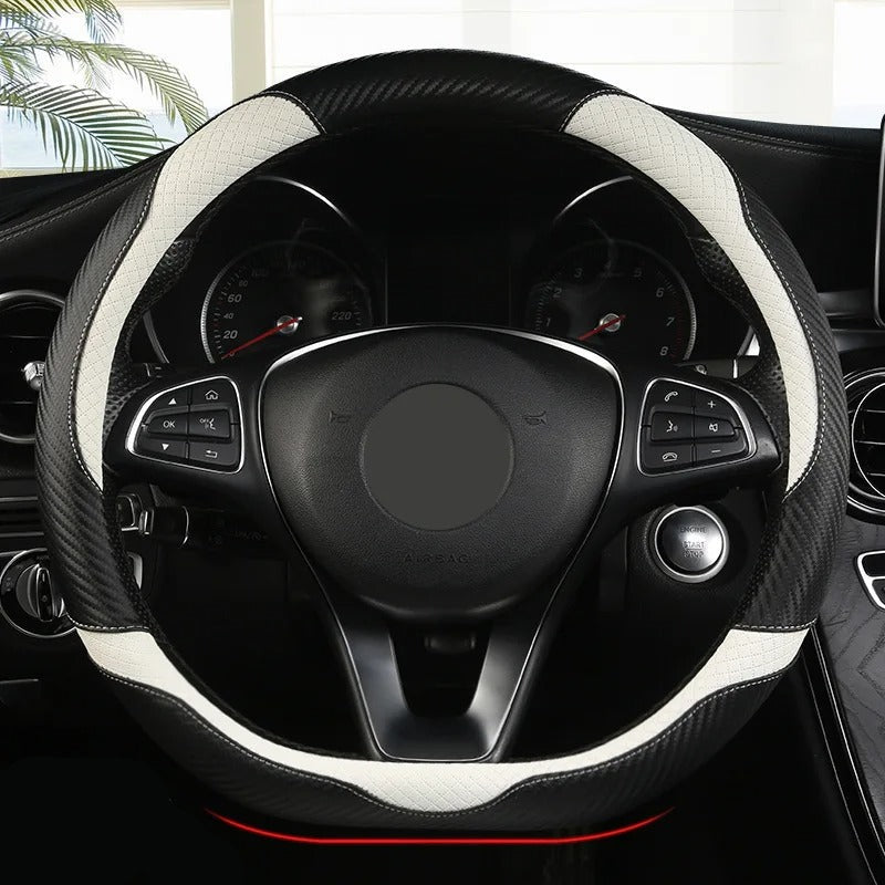 Ultra-Thin Leather Steering Wheel Cover – Breathable Non-Slip Summer Grip (O & D Shape) - Delicate Leather