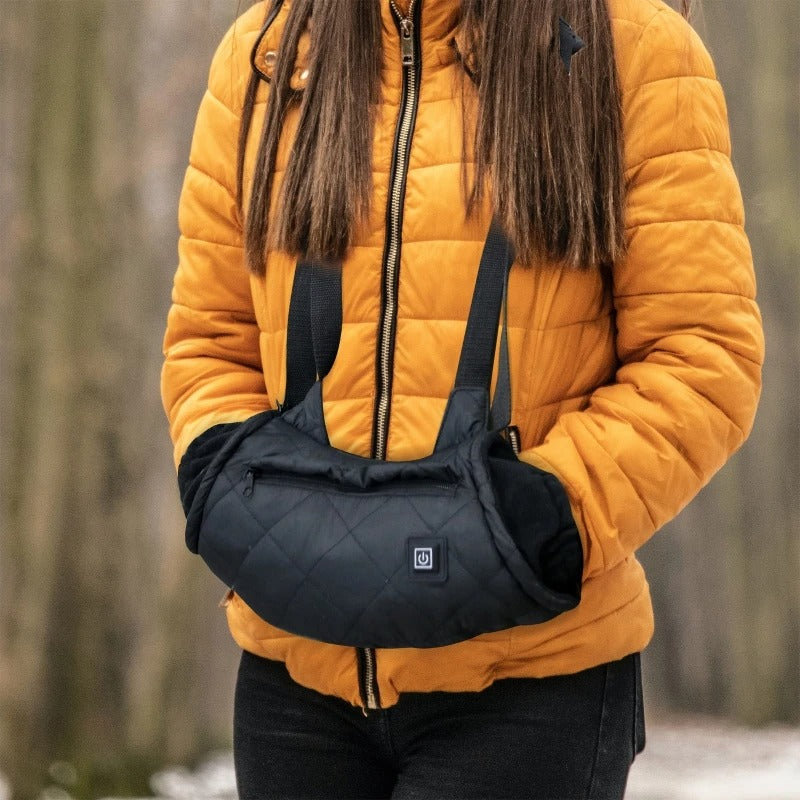 Electric Heated Pad Hand Warmer Bag, Heating Glove for Outdoor Camping with 3 Levels Heat Setting, USB Hand Warmer Heater - Delicate Leather