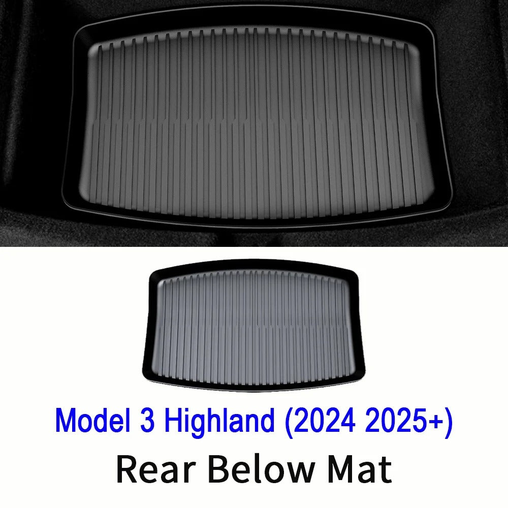 TPE Floor & Trunk Mats Set for Tesla Model Y 2021–2025 & Model 3 Highland – Waterproof, Anti-Slip Liner - Delicate Leather