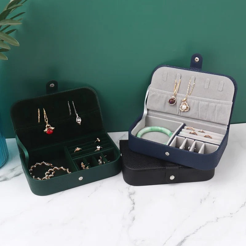 Jewelry Box - Portable Jewelry Organizer Travel Case Leather Earrings Necklace Ring Display Jewelry Storage Box