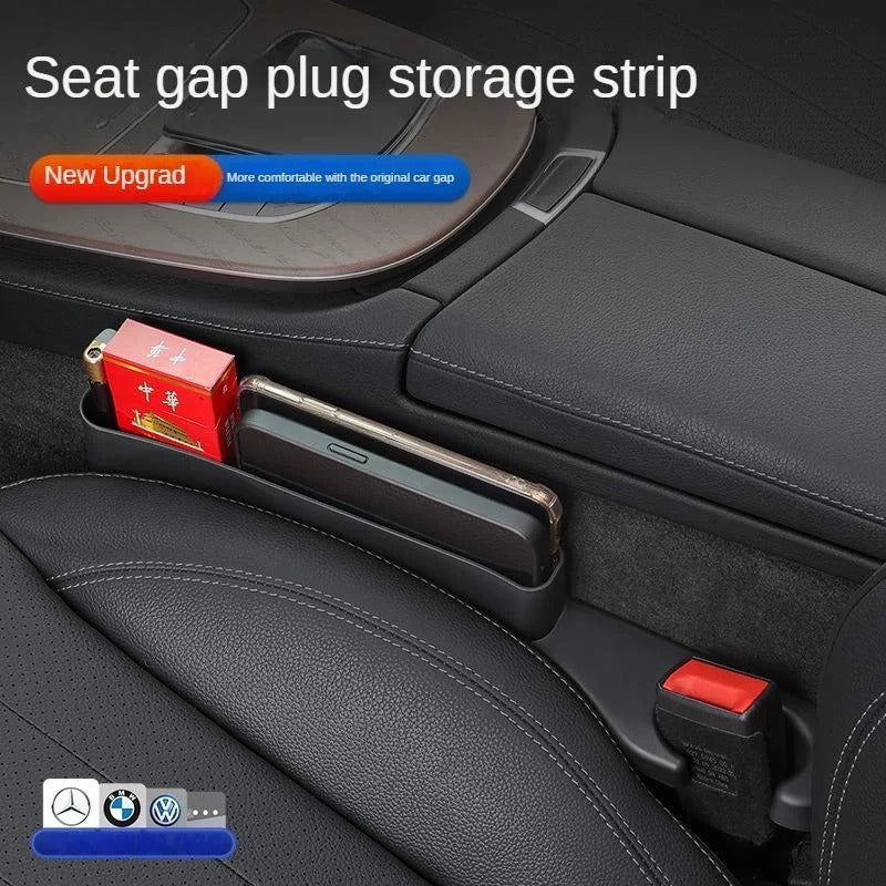 Car Seat Gap Filler Organizer - Auto Seam Leak Proof Anti Drop Storage Box Bag for Keys, Cards, and Phone - Delicate Leather