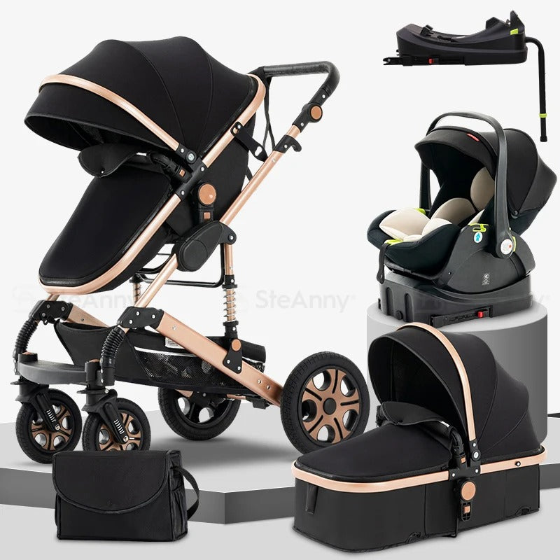 3-in-1 Baby Stroller Travel System with Isofix Base – Foldable, Reversible Pram & Newborn Carriage, Gift For Mother's Day