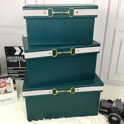 Luxury PU Leather Orange Storage Bins - Delicate Leather