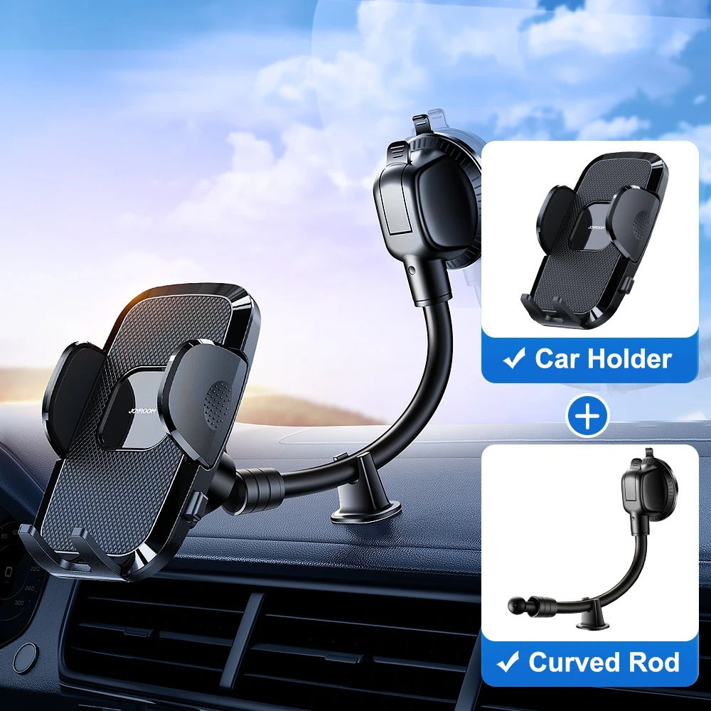 360° Dashboard Phone Holder for Car - 9in Flexible Long Arm, Universal Windshield & Air Vent Mount for All Mobile Phones - Delicate Leather
