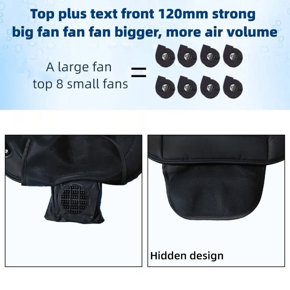 Ventilated Car Seat Cushion with Adjustable Fan – Breathable Universal Seat Pad - Delicate Leather