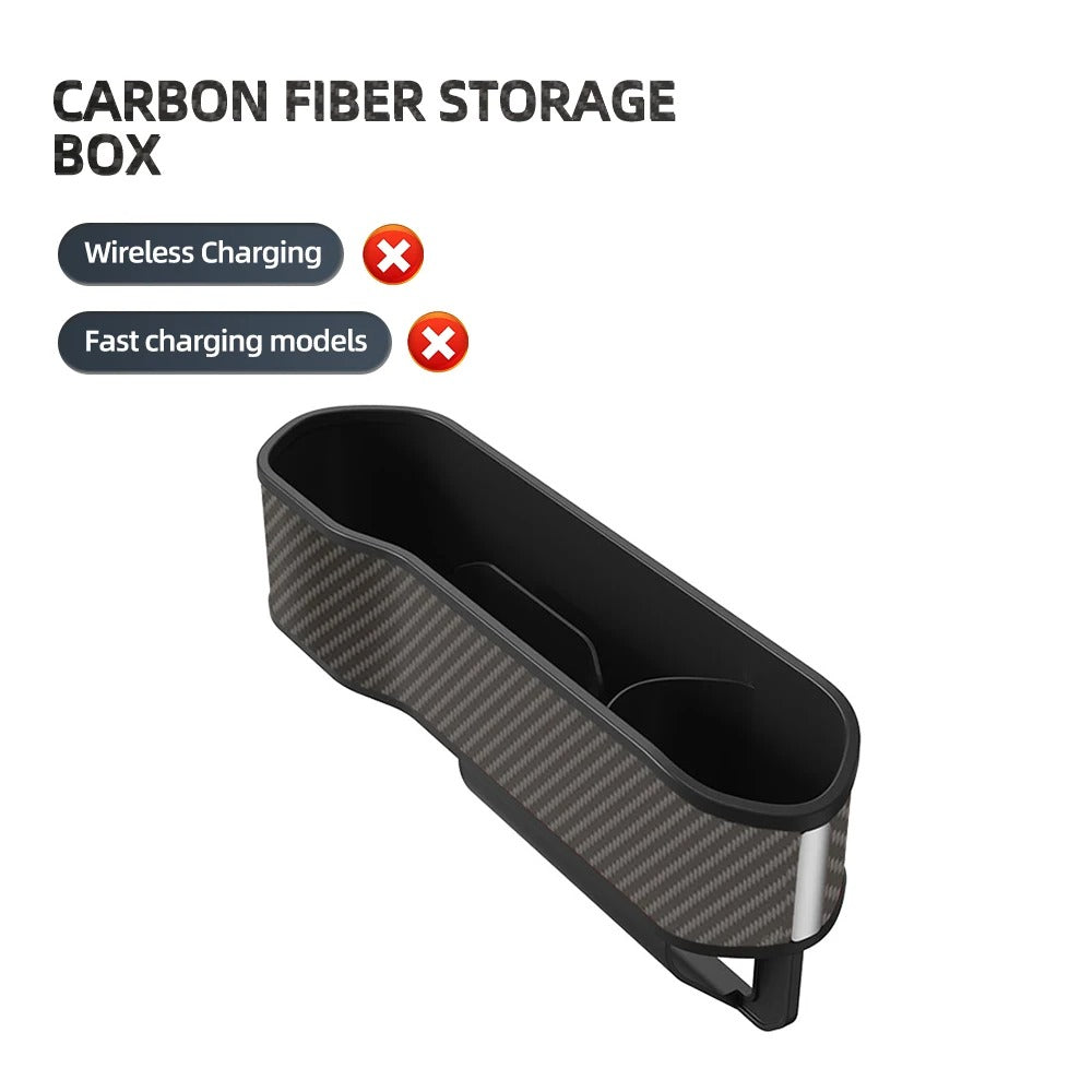 Car Seat Gap Filler Organizer with Cup Holder and Wireless Charging - Delicate Leather