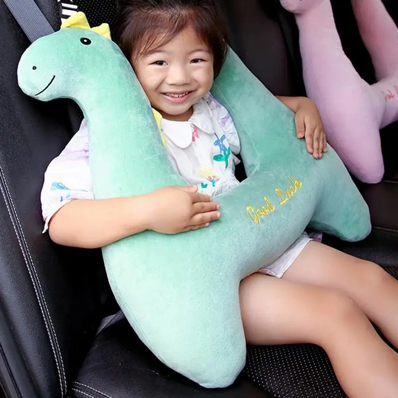 Pink Unicorn Kid and Adult Car Sleeping Neck Head Support H-Shape Travel Pillow Cushion, Car Seat Safety Neck Pillow for Child and Women - Delicate Leather