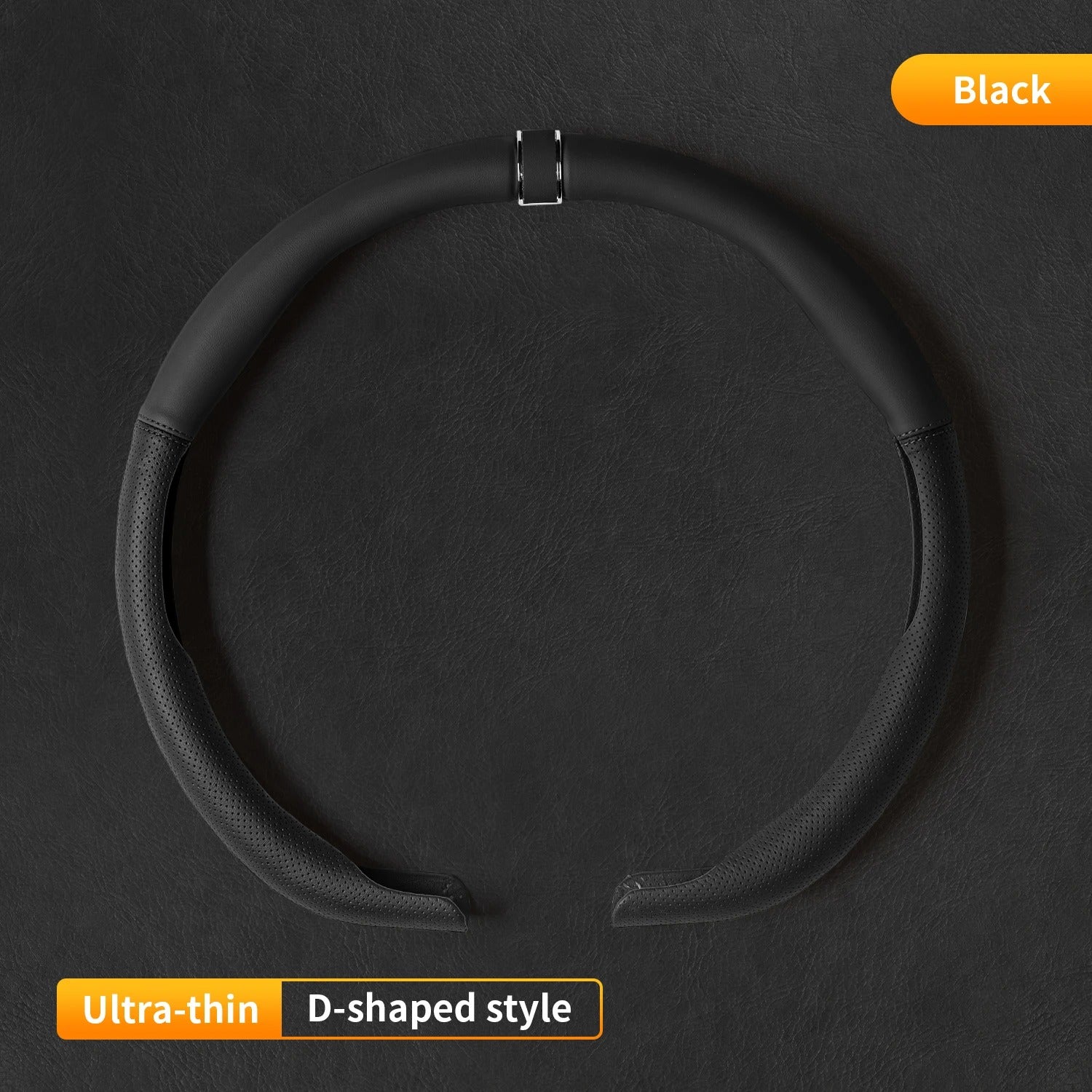 D-Shape & Round Steering Wheel Cover – Breathable Anti-Slip Universal 38cm Fit - Delicate Leather