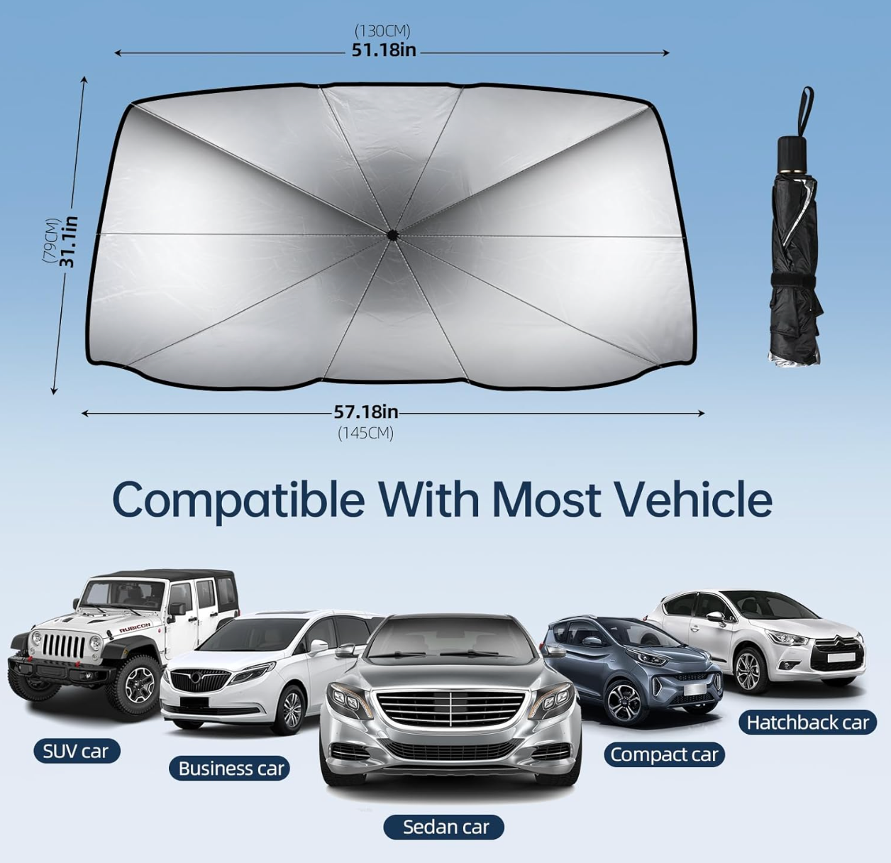 Custom-Fit for Mini Cooper Windshield Sun Shade, Foldable Windshield Sunshade Sun and UV Protection, Car Sun Shade with Logo - Delicate Leather