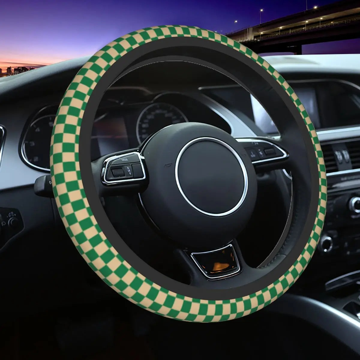 Lightly Padded Non Slip Steering Wheel Cover - Checkers Style , Car Steering Wheel Cover, Car Accessories 16