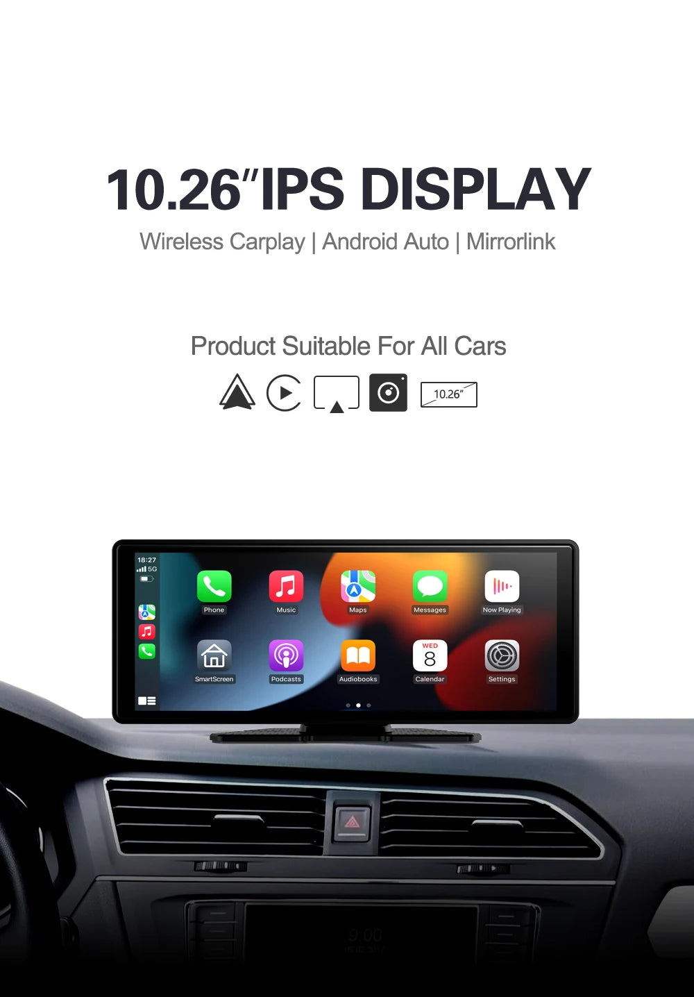 Universal 10.26 Inch Car Radio – Wireless CarPlay & Android Auto, WIFI Multimedia MP5 Player for Apple & Android 20 - Delicate Leather