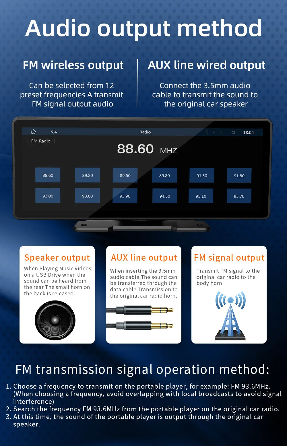 Portable 10.26 Inch Wireless CarPlay Screen – BQCC with HD Rear Reversing Camera, MP5, DVR, Android Auto Support 17 - Delicate Leather